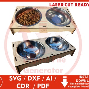 Pet Bowl Cat Dog Bowl SVG / Dxf / Cdr / Ai / Pdf / Dwg Laser Cut File instant download CNC Cutting Vector