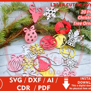 Christmas Tree Ornament SVG / Dxf / Cdr / Ai / Pdf / Dwg Laser Cut File instant download CNC Cutting Vector