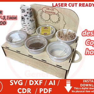 Desktop Coffee Holder SVG / Dxf / Cdr / Ai / Pdf / Dwg Laser Cut File instant download CNC Cutting Vector