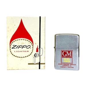 Vintage Zippo® Lighter, General Motors + Diesel Marine Services Zippo® Windproof Lighter, (Unfired In Box), Made In USA, Vintage - (1968)