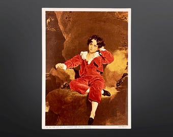 Vintage "The Son of J.G. Lambton, Esq." Illustrated Print by Sir Thomas Lawrence, (M. 206), Ed.G.MI., (5.5x7.5), Childhood, Italy - (1950's)