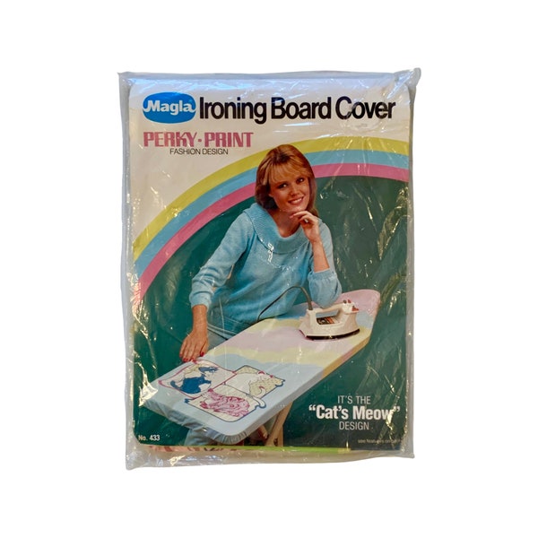 Magla® - "Cat's Meow" Perky-Print Ironing Board Cover, Sealed, (Model No. 433), Vintage - (1983)