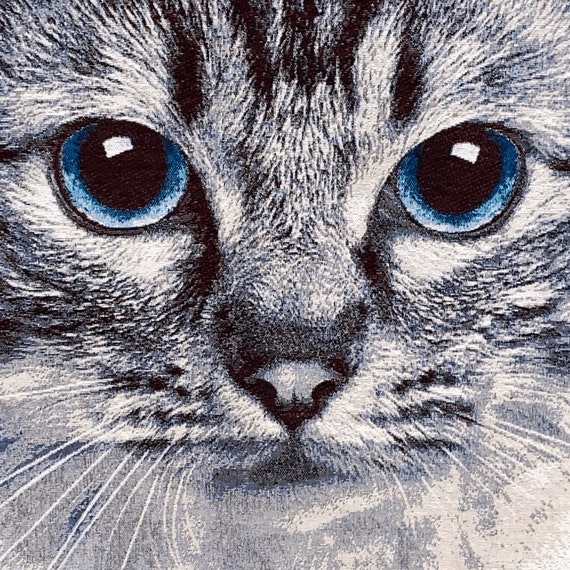 Embroidered "Blue Eyed Kitten" Needlepoint Tapest… - image 2