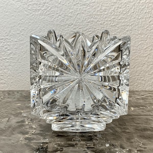 Vintage Mikasa® Fire Blossom Crystal Triangle Candle Holder, (4"), Crystal Candle Holder, (Model No. SN 076/610), Germany - (1980's)
