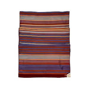 Echo© Silk Chinon Scarf, Stripe Pattern, Brown Blue Multi, Rectangle (15&quot; x 62&quot;), Vintage - (1970&#39;s)