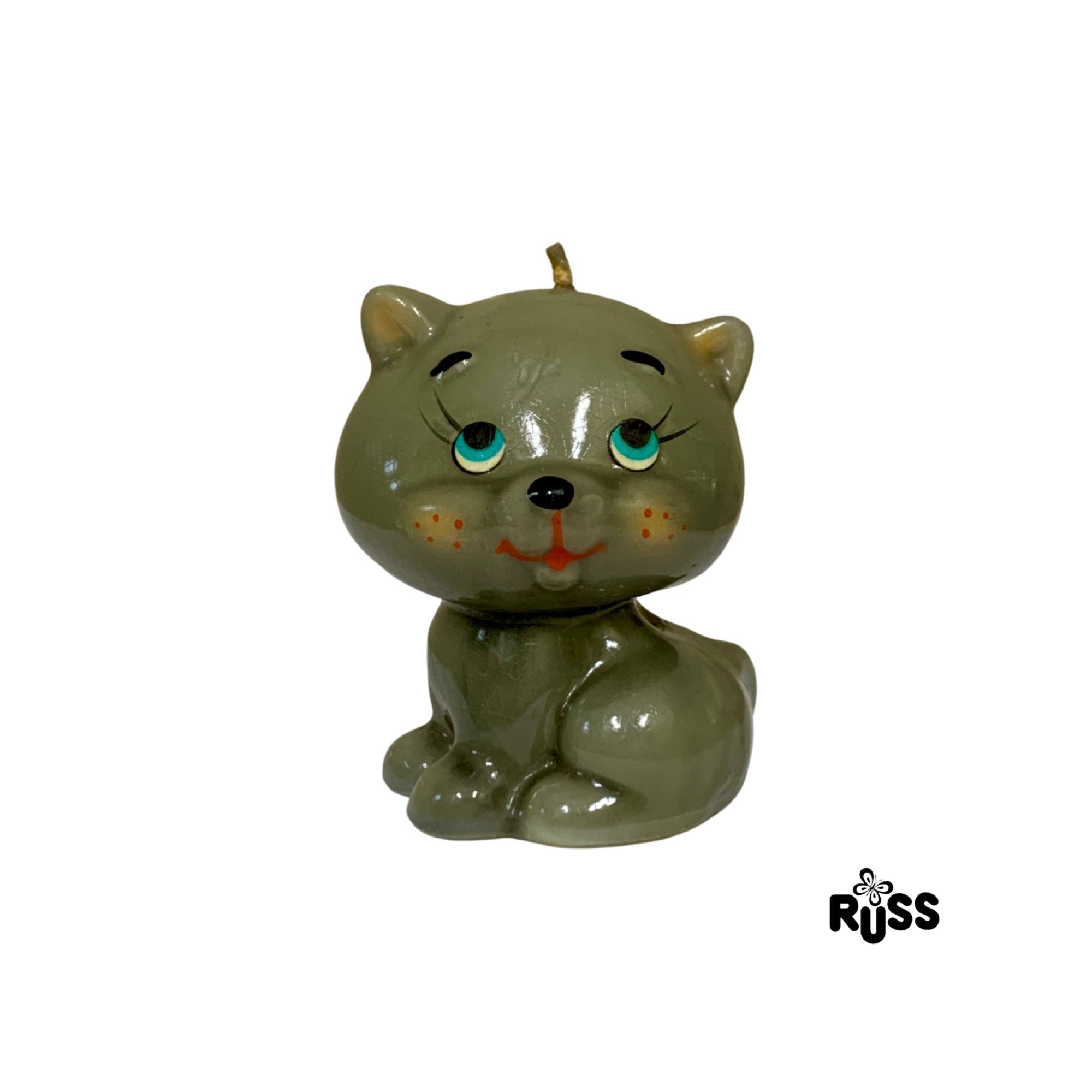 Russ® Gray Kitten Cat Candle Figurine, Burnable Decorative