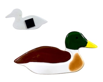 Mallard Duck Shaped Refrigerator Magnet, Duck Fridge Magnet, High Gloss Glazed Ceramic, Vintage - (1980's)