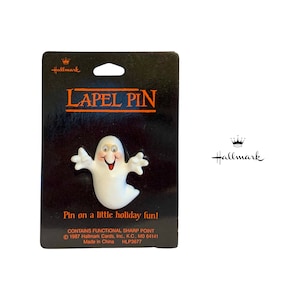 Hallmark Halloween &quot;Ghost&quot; Lapel Pin, Halloween Ghost Jewelry, Hallmark Halloween Collectible, (HLP3677), Vintage - (1987)