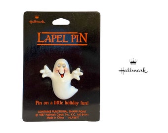 Hallmark Halloween "Ghost" Lapel Pin, Halloween Ghost Jewelry, Hallmark Halloween Collectible, (HLP3677), Vintage - (1987)