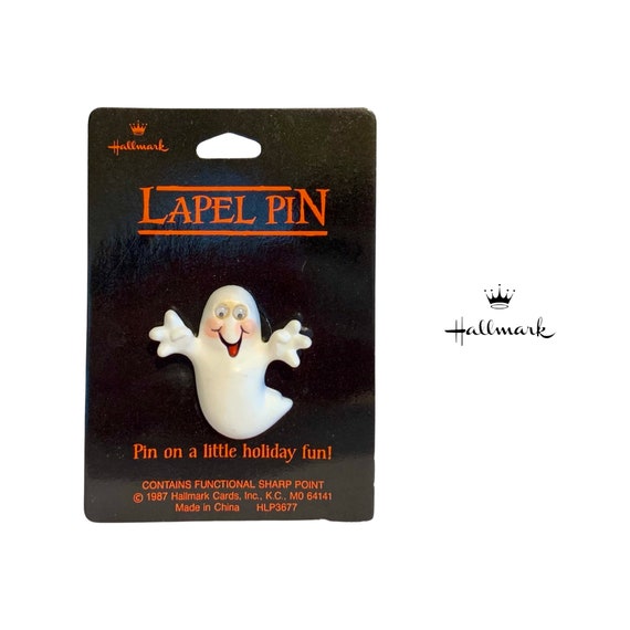 Hallmark Halloween "Ghost" Lapel Pin, Halloween Ghost Jewelry, Hallmark Halloween Collectible, (HLP3677), Vintage - (1987)