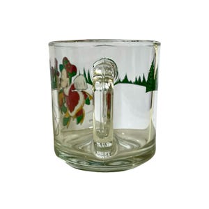 Vintage "Disney Christmas" Clear Glass Mug by Anchor Hocking, Mickey and Minnie Mouse Ice Skating, Glass, Made In USA - (1980's) image 5