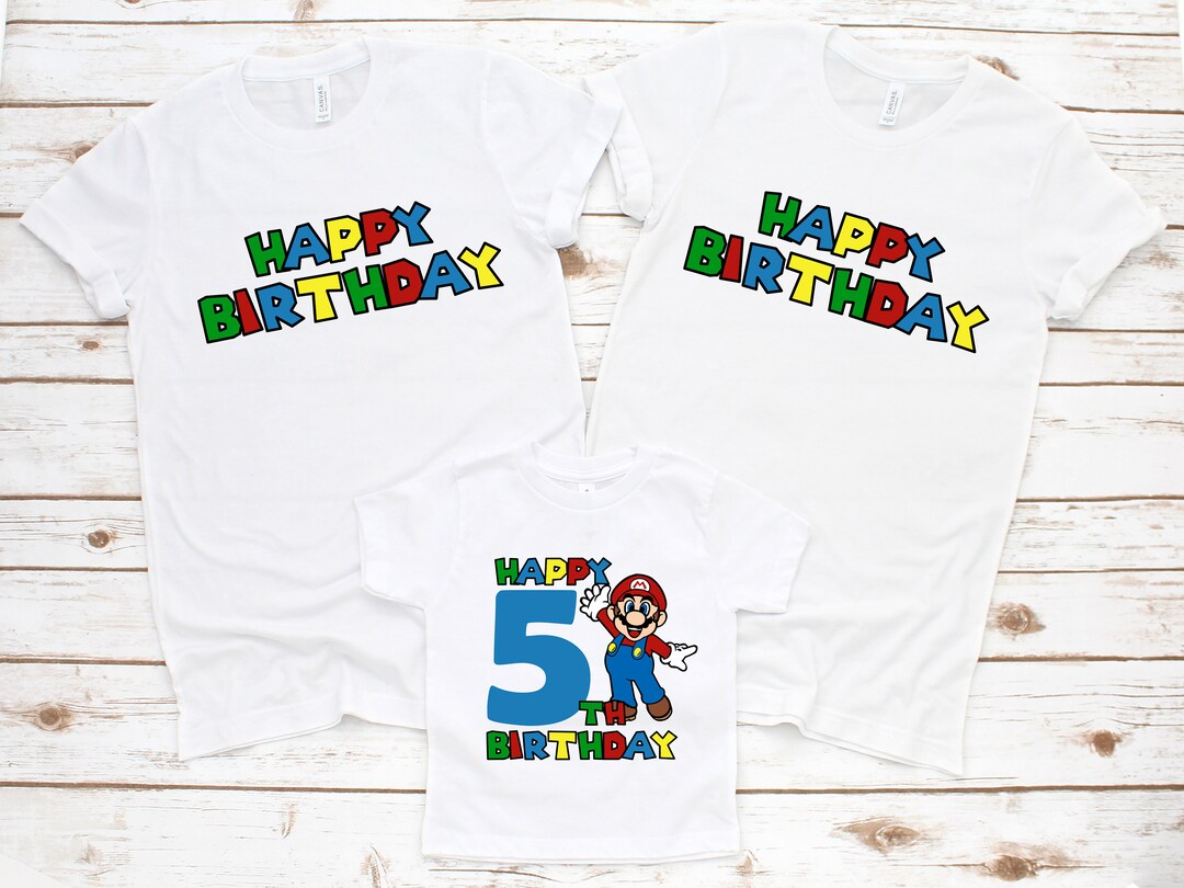 Super Mario 5th Birthday Shirt Super Mario Custom Birthday - Etsy