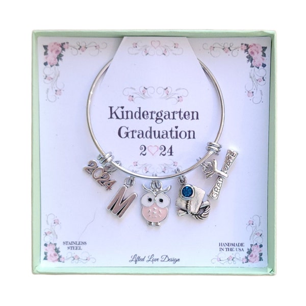 Kindergarten Graduation Bracelet. Personalized Kindergarten Bracelet 2024. Stainless Steel Bracelet for 2024 Kindergarten Graduation.