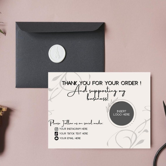 THANK YOU CARD Template for Businesses Unique Made From Etsy