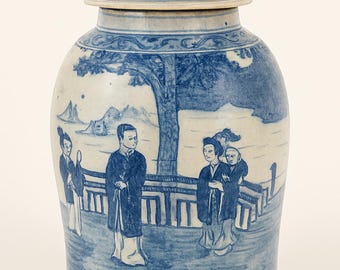 青と白の磁器壺：景徳鎮豆彩様式（高さ7インチ） - Etsy 日本
