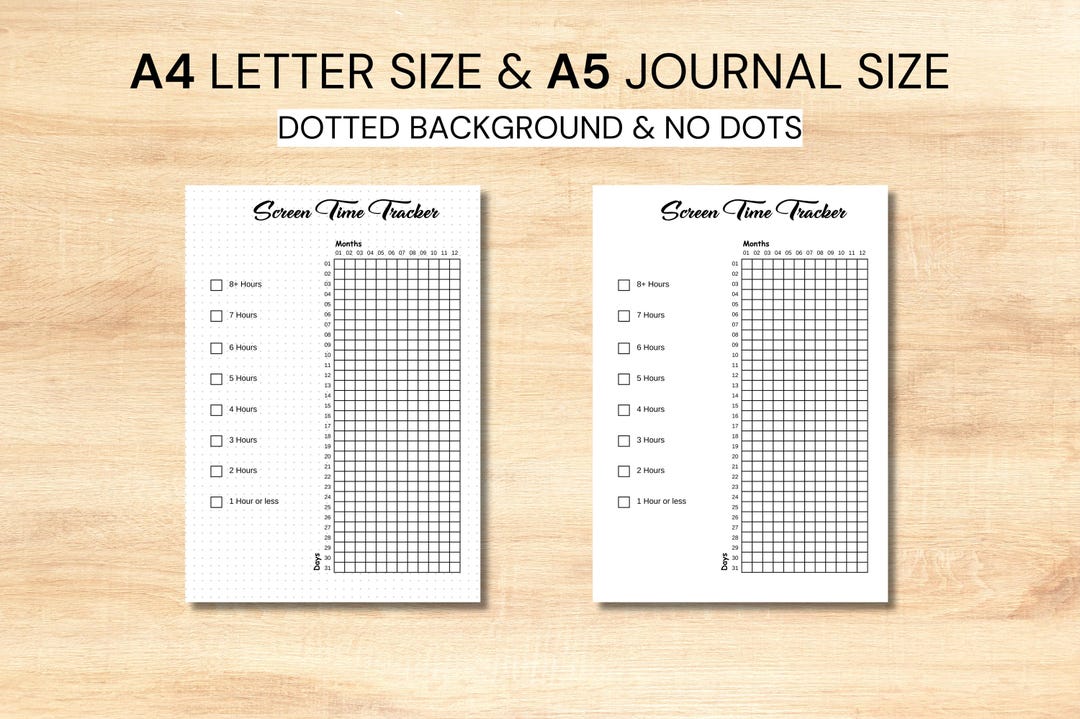 Screen Time Tracker Yearly PRINTABLE Journal Page Planner Page Yearly ...