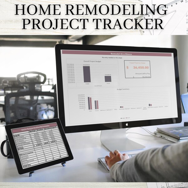 Home Remodeling Project Tracker, Renovation Planner, Home Renovation Tracker, Renovation Budget Manager, Remodel Budget Spreadsheet