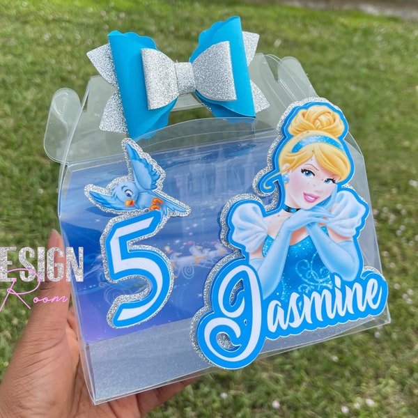 Princesse Cendrillon N'importe quel personnage Boîte à pignons 3D transparente Boîte de cadeaux Boîte d'anniversaire