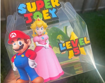 Super Mario Princesss Peach Any Character Clear 3d Gable Box Favor box Birthday Box