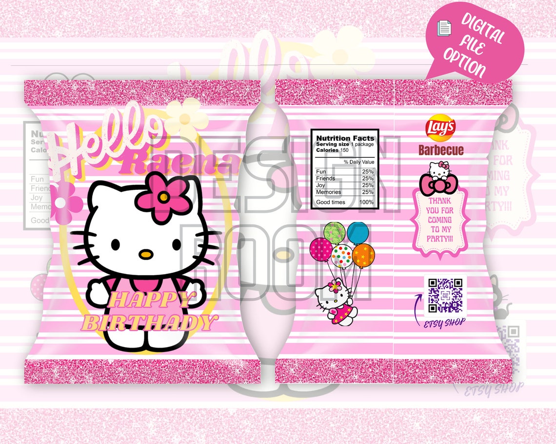 Hello Kitty Chip Bags Digital File Customize Chip Bags Custom Party