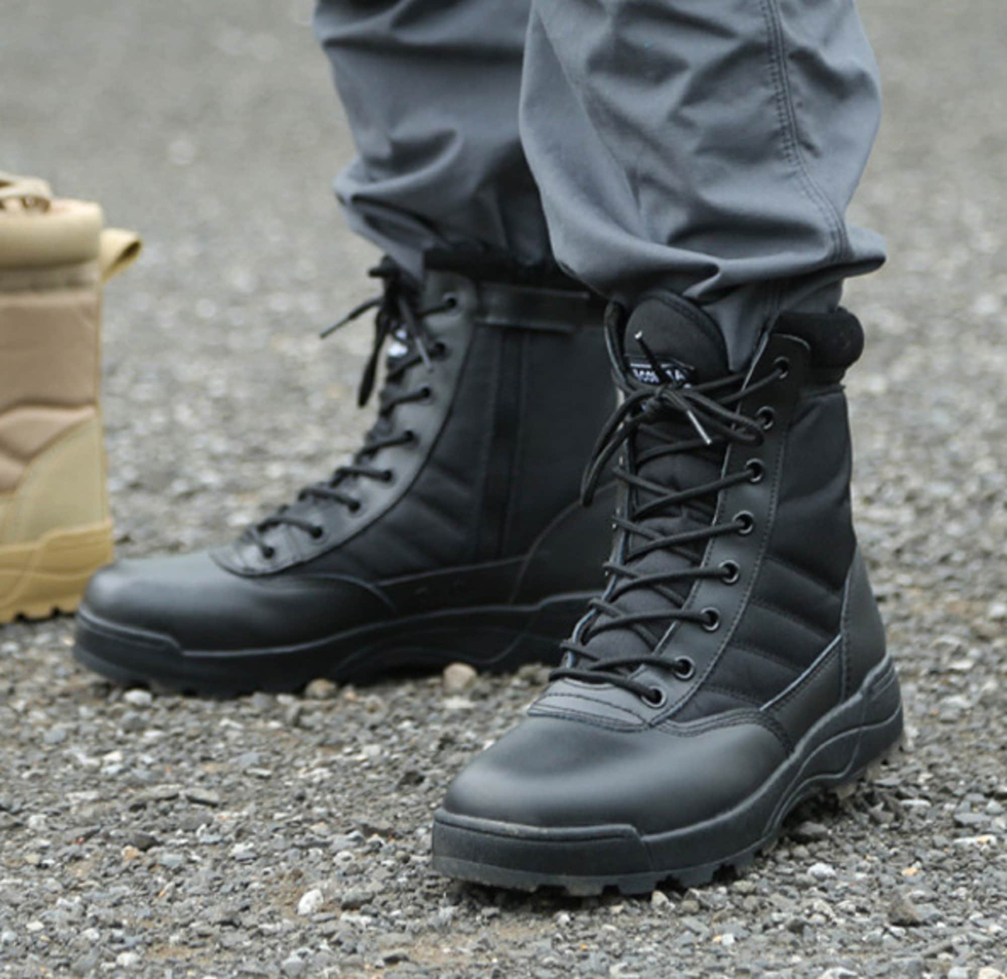 mens black military boots