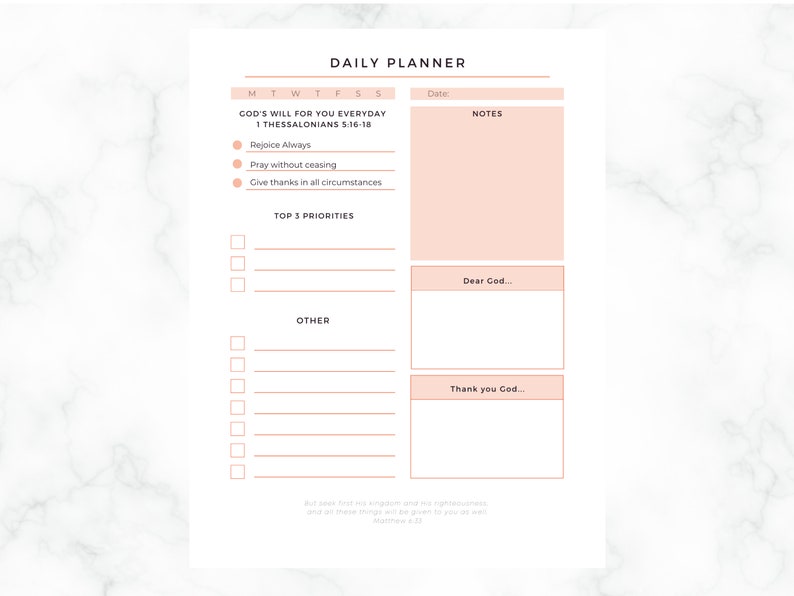 Christian Daily Planner Printable Faith Planner to Do List Etsy