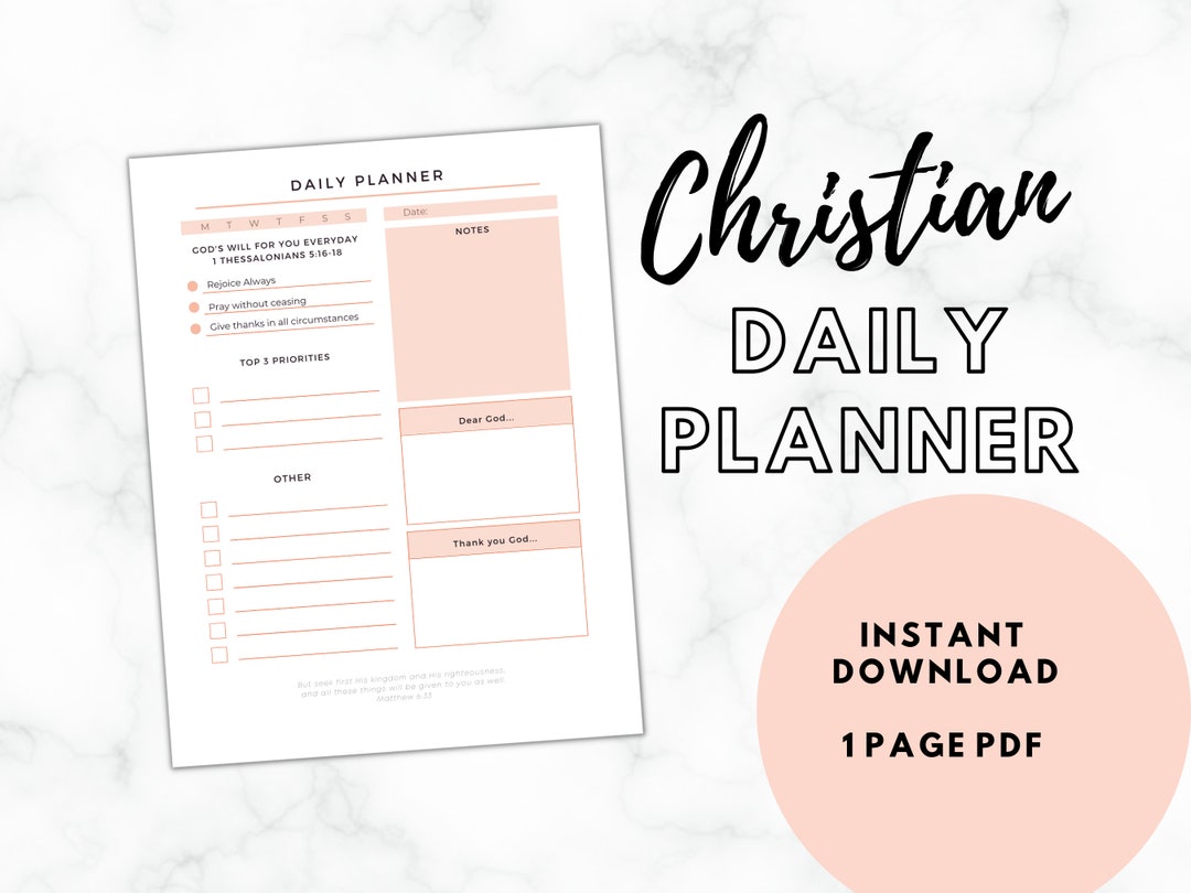 Christian Daily Planner Printable Faith Planner to Do List - Etsy
