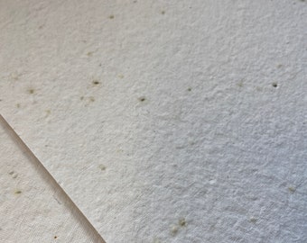 Aprobado por Khadi India: hojas A4 de papel de semilla de caléndula y tulsi hecho a mano, imprimible, de color blanco orgánico, delicia de artesanía ecológica, 200 g/m²