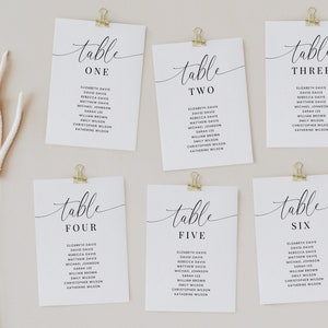 Seating Chart Table Number Card, Elegant Seating Table Number Cards, Seating Chart Cards Template, Editable in , Minimalistic