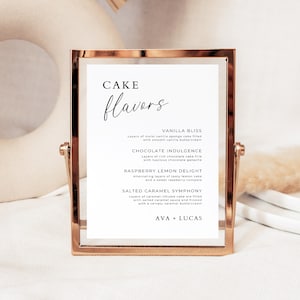 Hochzeitstorte Menü Vorlage, Minimalistisches Cupcake Schild, Modernes DIY druckbares Hochzeitsgeschenk oder Verlobungsfeier Dekor