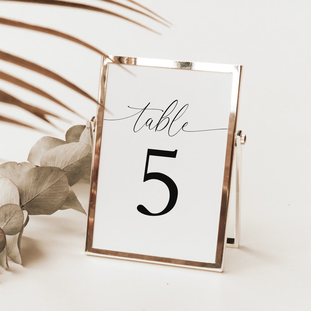Minimalist Wedding Table Number Signs Editable Canva Etsy