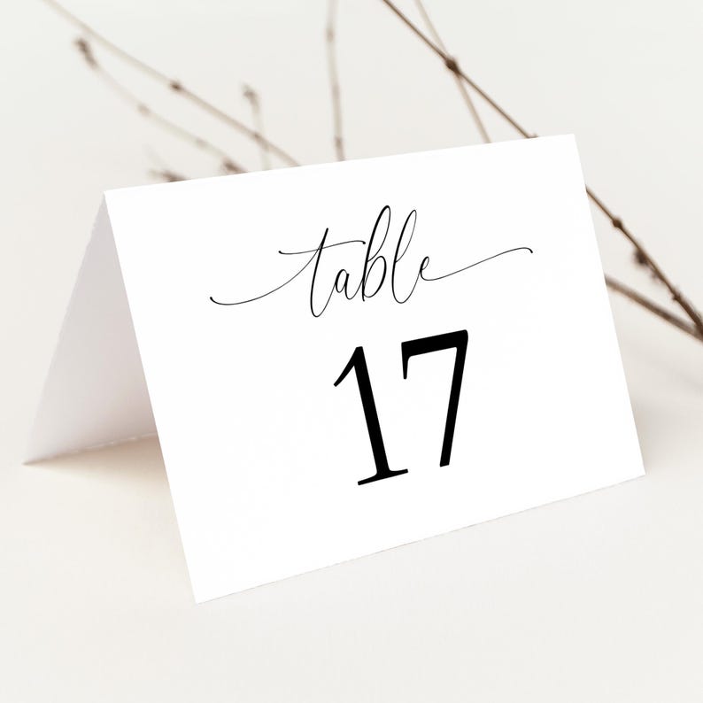 Table Number Tent Card Printable Template, Elegant Wedding Reception