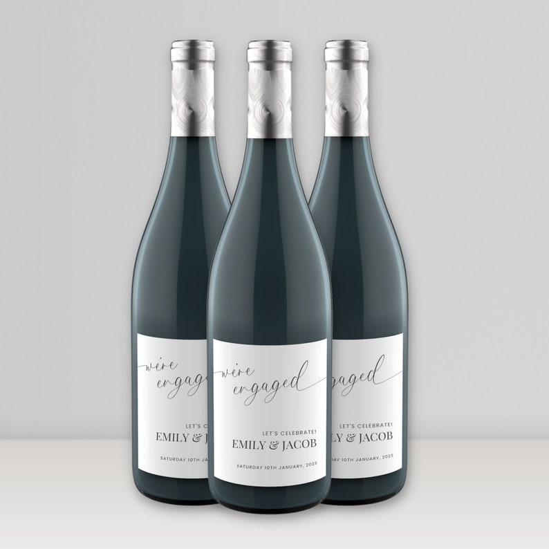 Wine Label Engagement, We're Engaged Printable Wine Bottle Label, Editable Template, Instant Download, Modern & Minimal image 4