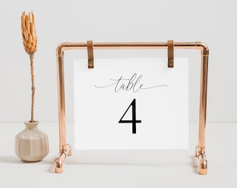 Minimal Wedding Table Numbers Elegant Wedding Reception Table Number Sign Editable Template Digital Download Horizontal Table Number