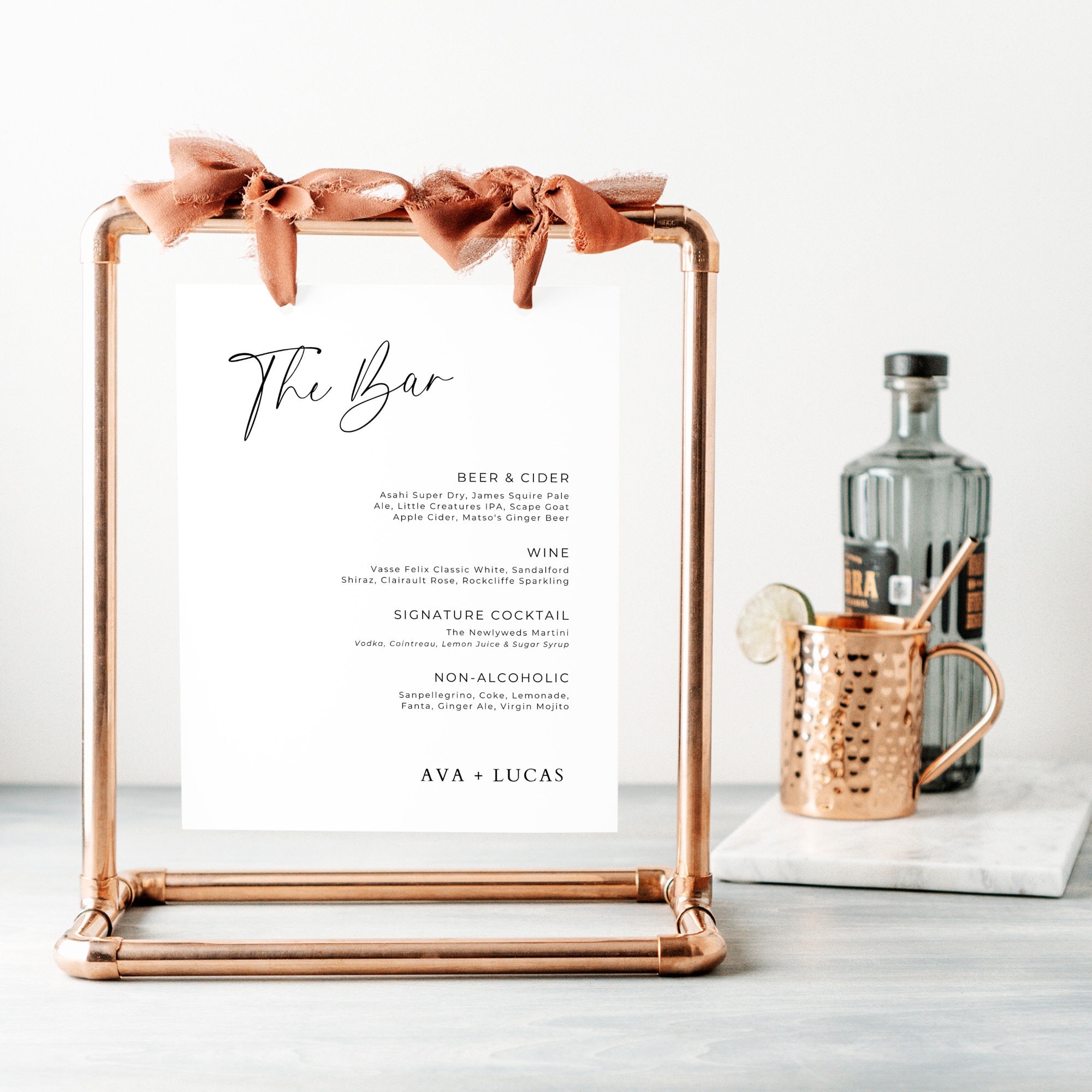 Wedding Bar Menu Holder