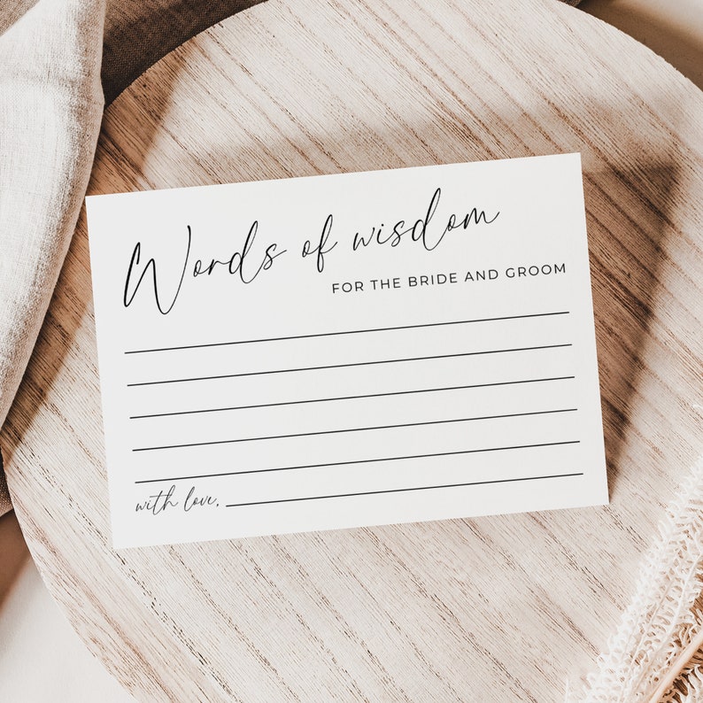 Printable Words of Wisdom Cards Wedding Advice Card Advice - Etsy