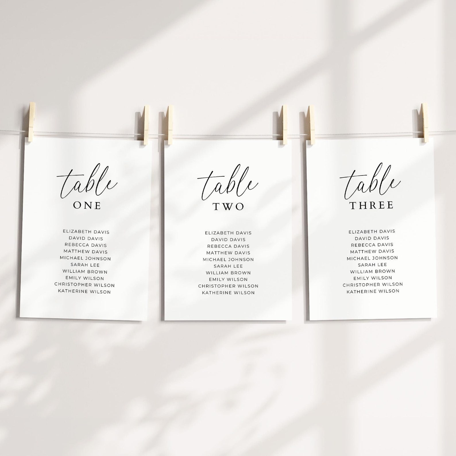 Assignment Card Seating Chart Cards Template, Minimalist Elegant Table Number ...