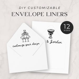 DIY Umschlag Liner Template, moderne anpassbare Ziehen und ablegen Druckbare Liner Insert für A7 5x7 Euro oder quadratische Klappe, A1, A6, A9, 4 Bar, C6