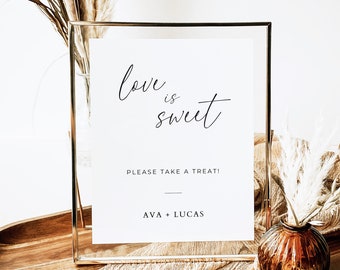 Minimal Love Is Sweet Sign, Printable Wedding Dessert Table Signage, Candy Bar, Customizable DIY Wedding Favor Idea, Editable Template