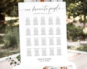 Our Favorite People Wedding Reception Large Seating Chart Sign Template, Elegant Minimal Seating Board 20 Table Numbers for Rehearsal Dinner