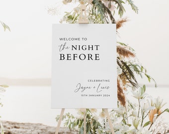 The Night Before Wedding Sign, Rehearsal Dinner Welcome Sign, Editable Template, Digital Download, Minimalist Wedding Rehearsal,