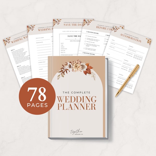 Wedding Planner Printable, Neutral Boho Design, Instant Downloadable PDF, Wedding Planning Checklist Template, Budget Plans, Binder Inserts