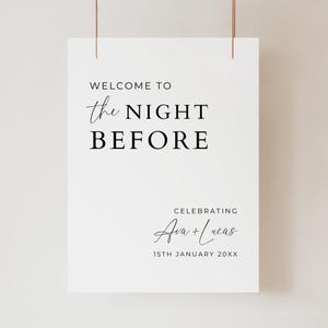 Plantilla de cartel "Bienvenidos a la cena de ensayo", póster minimalista moderno para cena de ensayo, cartel personalizable y editable.