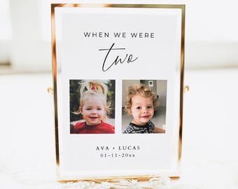 When We Were Age Wedding Table Number Sign Template, Modern Minimal Age Photo Table Number Cards, Printable Table Number Sign with Pictures