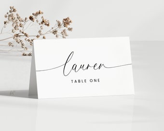 Minimalist Wedding Place Cards, Editable Canva Template, Reception & Rehearsal Dinner Table Decor, Guest Name Cards, DIY Printable