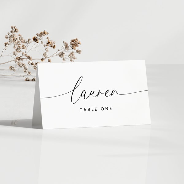 Minimalist Wedding Place Cards, Editable Template, Reception & Rehearsal Dinner Table Decor, Guest Name Cards, DIY Printable