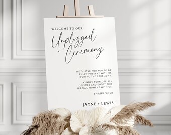 Unplugged Wedding Sign, No Phone Wedding Sign, Welcome to our Unplugged Wedding, Editable Template, Instant Download, Minimalist