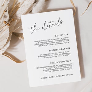 Wedding Details Card Insert, Printable Wedding Invitation Enclosure Portrait, Editable Template, Instant Download, Minimal image 5