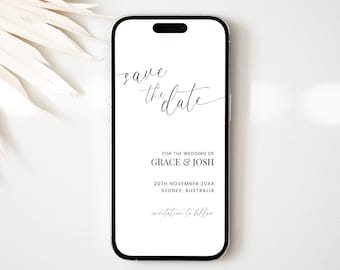 Save The Date Digital Template Elegant, Modern Electronic Text Message Save Our Date Invitation, Minimalist Downloadable Cell Phone Invite
