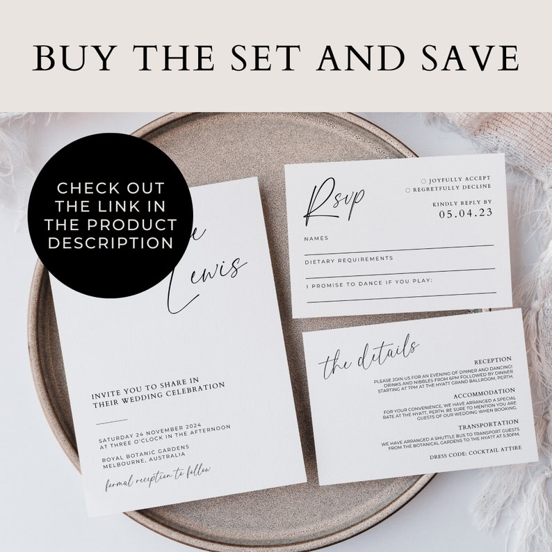 Wedding Details Card Insert, Printable Wedding Invitation Enclosure Portrait, Editable Template, Instant Download, Minimal image 4